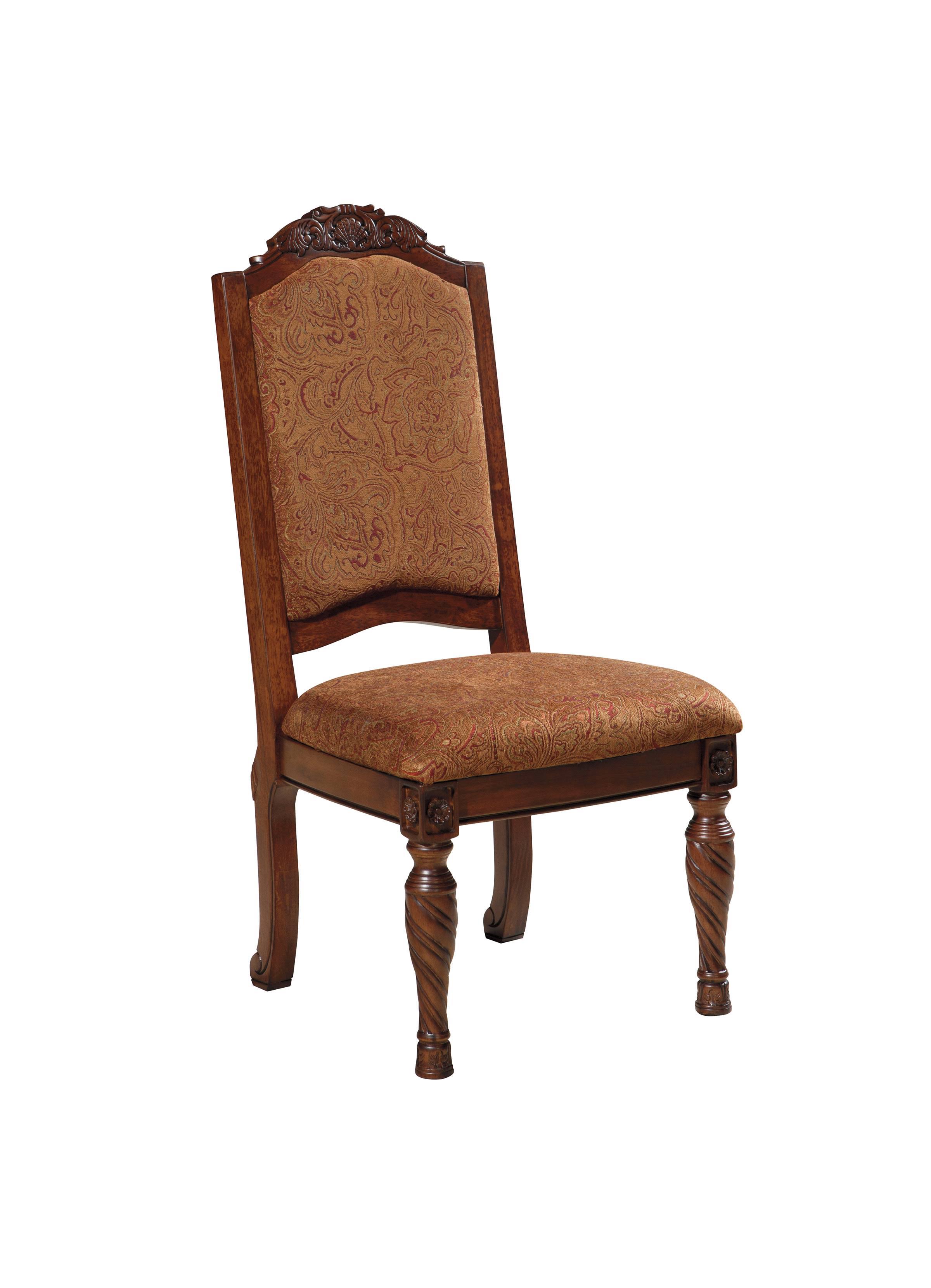 Ashley North Shore Upholstered Dining Arm Chair Set of 2, Dark Brown, Wood/Resin, Paisley Print